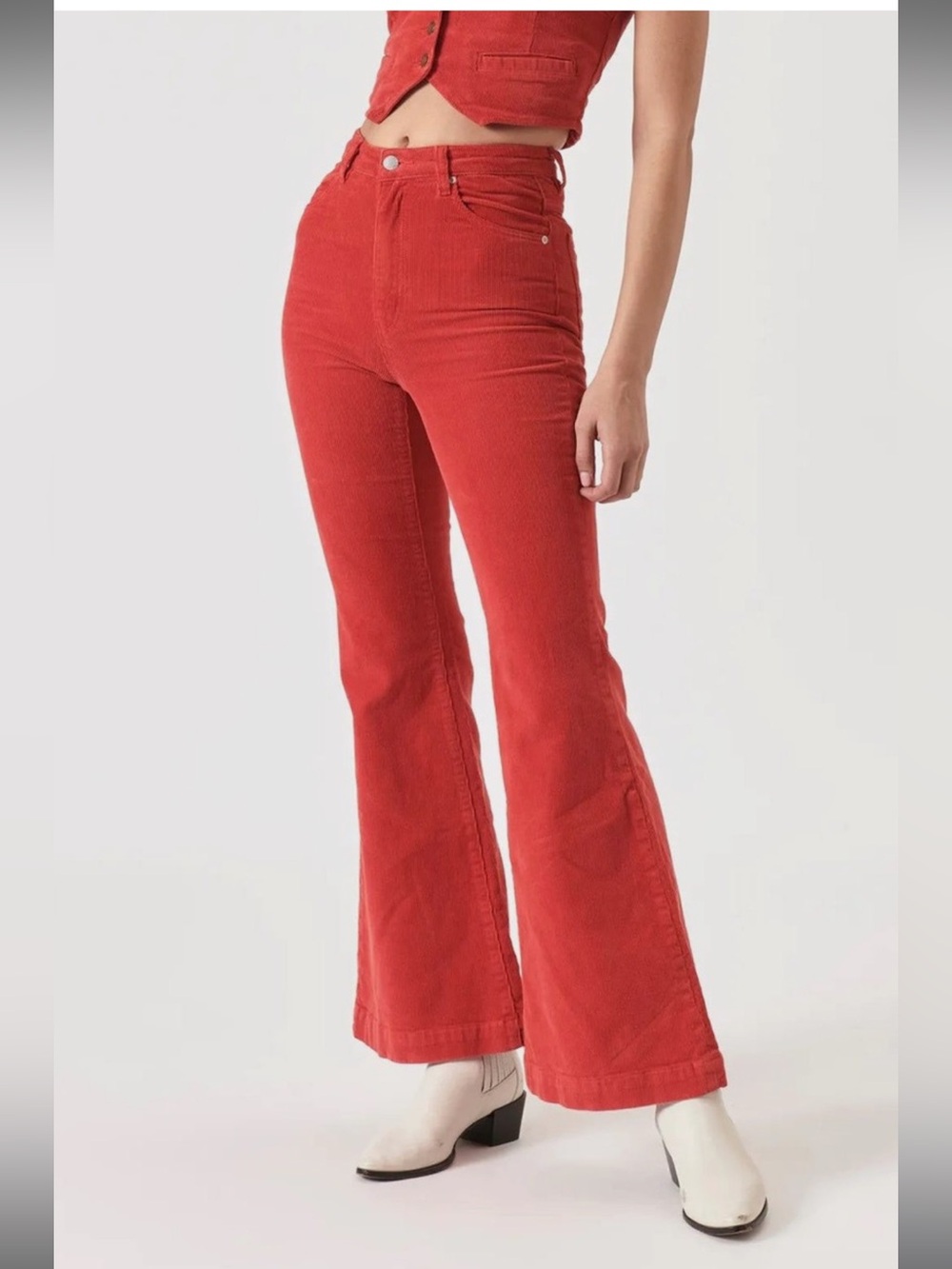 ❤️ Rolla’s EastCoast Scarlet Red High-Waist Flare Jeans Sz 27 Colorful Coquette